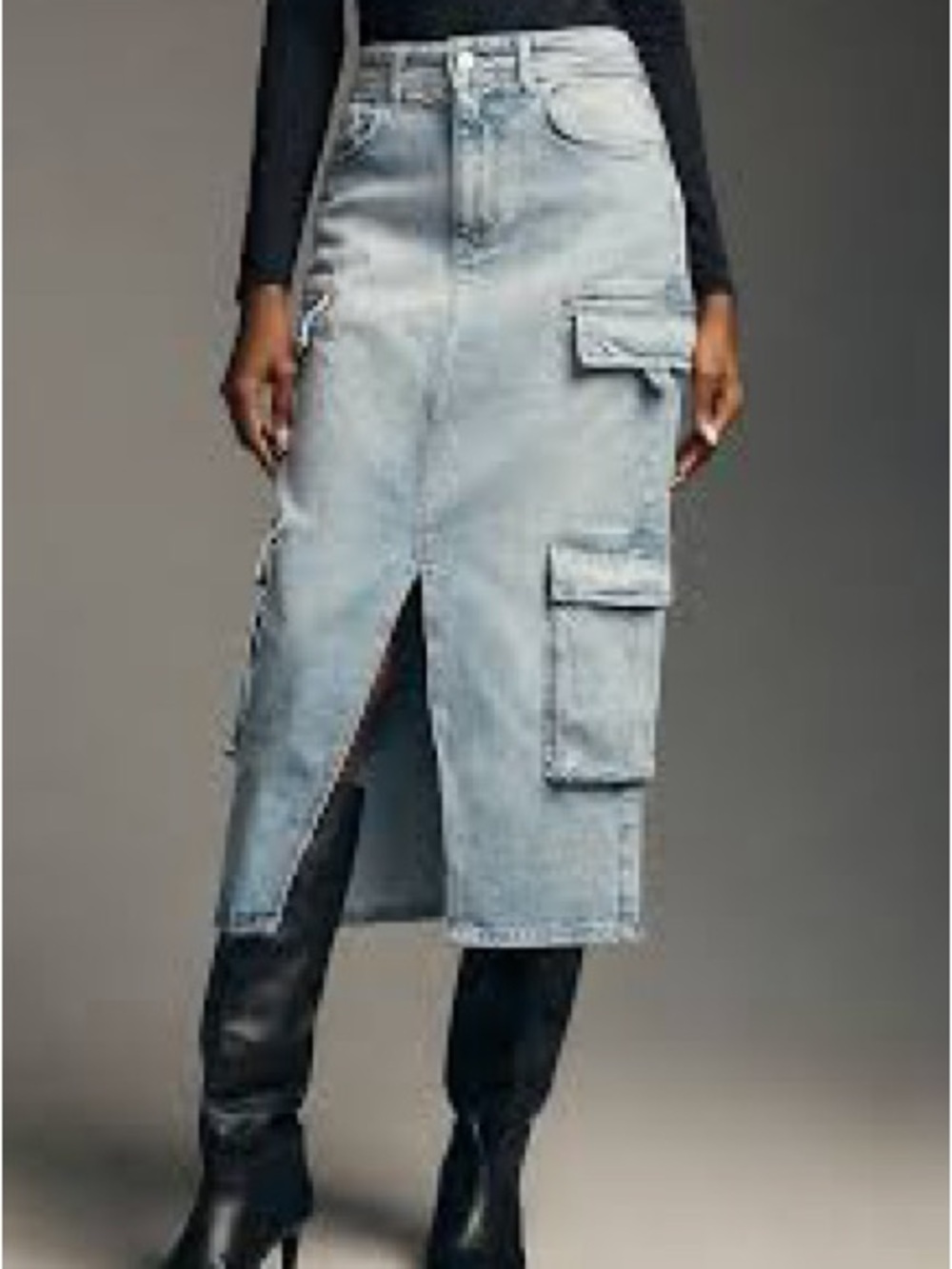 Anthropologie Pilcro Denim Cargo Pocket Midi Skirt Size 4 NWT